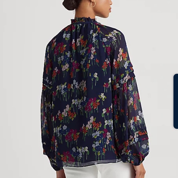 Lauren Ralph Lauren Floral Crinkle Georgette Blouse - Picture 5 of 14